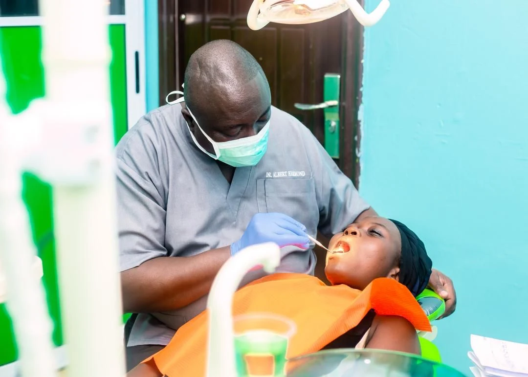 A patient in the chair at the Doron Medical Center dental clinic.